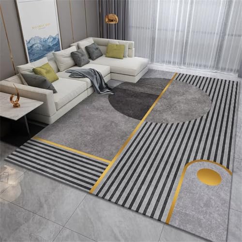 Ultra Soft Modern Area Rugs Creative Home Teppich Grauer, verschleißfester Teppich im Schlafzimmer mit gestreiftem Teppich Teppich Esszimmer 150X200CM von GX-YJX