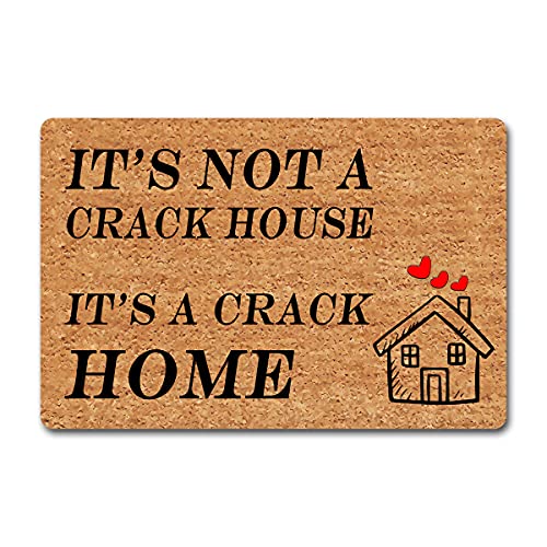 Lustige WillkommensFußmatte für Hauseinweihung, It's Not A Crack House It's A Crack Home Fußmatte, personalisiertes Monogramm, Küchenteppiche und matten mit rutschfester GummiRückseite, von GXFC ZHAO