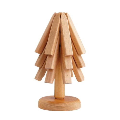 Tree Art for Wood Coasters Set of 3 Wooden Coaster, Walnut Insulation Mat Tree Shape Trivet Set Coaster Table Decoration, Creative Foldable Wood Placemats Home Decoration Housewarming Festival Gift von GXFCAI