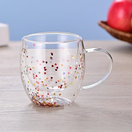 Kreative doppelwandige Glastasse mit Blumen, doppelwandige Kaffeetassen, transparenter Glasbecher mit Griff, isolierte hitzebeständige Gläser für heiße und kalte Getränke von GXFCAI