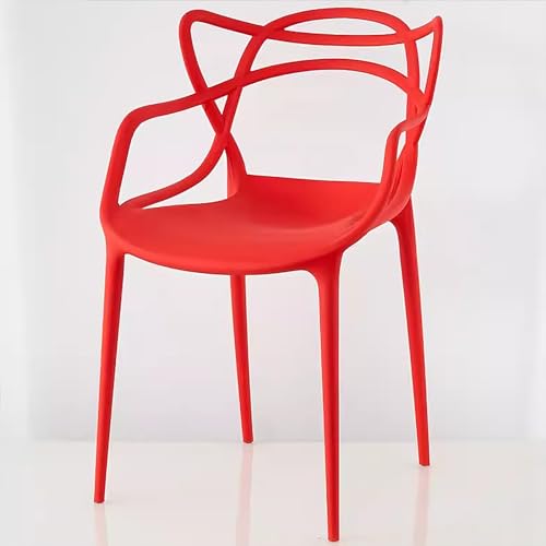 GXFCC Esszimmerstühle, Küchenstühle, Moderner Stapelbarer Kunststoffstuhl, Stühle für das Esszimmer, Sessel für Drinnen und Draußen (Color : Red) von GXFCC