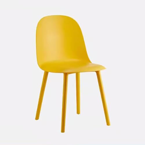 GXFCC Esszimmerstuhl aus Kunststoff mit Gebogener Rückenlehne, Wohnzimmerstuhl, Küchenstühle, Armloses Lounge-Sitzen für Küche, Schlafzimmer, Restaurant (Color : Yellow Without Cushion) von GXFCC