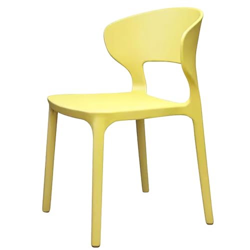 GXFCC Moderne Esszimmerstühle, Esszimmerstuhl mit Gebogener Rückenlehne, Stapelbarer Kunststoff-Esszimmer Stühle, Wohnzimmer, Küche, Restaurant, Armlos (Color : Yellow) von GXFCC