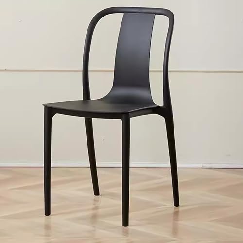 GXFCC Stühle Esszimmer, Kunststoffstühle, Küchenstuhl, Bequemer Beistellstuhl, Lässiger Modestuhl, Einteilig Geformter Loungesessel (Color : Black) von GXFCC