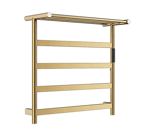 Handtuchtrockner Heizkörper Edelstahl Handtuchheizkörper Bad Heizkörper 4-bar Wand-Handtuchheizkörper Mit Oberem Regal Die Kohlefaserheizung (Color : Gold) von GXFWJD