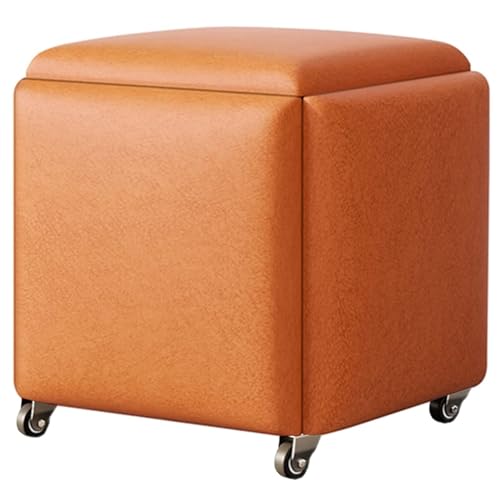 Aufbewahrungshocker Magic Cube Neststuhl auf Rädern – 5-in-1-Mehrzweckdesign mit gepolstertem Sitz und Metallrahmen – perfekt für Küche, Sofa und stapelbare Aufbewahrung (Farbe: Or von GXGGXG