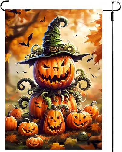 Halloween-Gartenflagge, 30,5 x 45,7 cm, doppelseitig, Kürbis-Herbst-Hofflagge, Jack-O-Laterne, kleine Gartenflagge, Hof-Outdoor-Flagge für Urlaub, Außenterrassen-Dekoration Halloween-Gartenflagge, 30,5 x 45,7 cm, doppelseitig, Kürbis-Herbst-Hofflagge, Jack-O-Laterne, kleine Gartenflagge, Hof-Outdoor-Flagge für Urlaub, Außenterrassen-Dekoration von GXGLLPZBY