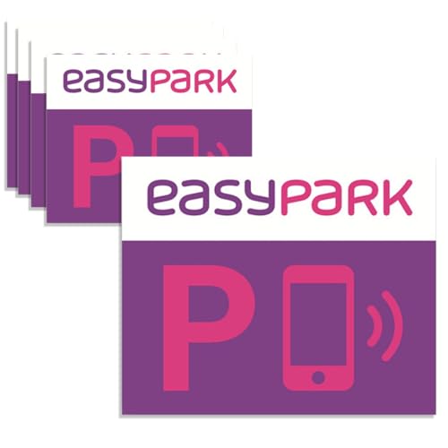 5 Stück Easy Park ICH PARKE PER APP Hinterglasaufkleber – Parkvignette Sticker KFZ Aufkleber (5 x 4 cm) Vignette für Windschutzscheibe – App-Parken, Auto Innenaufkleber von GXGM