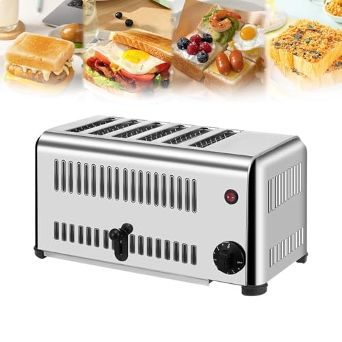 4/6-teiliger kommerzieller Toaster, Frühstückstoaster, 1-5 Minuten normale Zeit, effiziente Wärmeableitung, doppelseitige Heizung, versteckte Ölkupplungsplatte(6) von GXGSDM