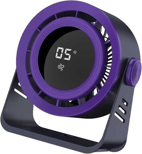 GXGSDM Tischventilator, tragbarer Ventilator, Wand- und Desktop-2-in-1, 5 Arten von Windgeschwindigkeiten, LED-Touchscreen-Display mit einem Klick, 1800-mAh-Akku,mit Power-Display-Funktion(Purple) von GXGSDM