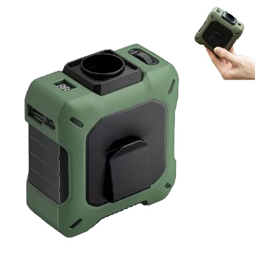 CoolBelt Pro – Wearable Waist Fan & Power Bank with Desktop Stand, 8000mAh Tragbar Geschwindigkeiten Kühlventilator, Hands-free Hüftventilator (Green) von GXHNB