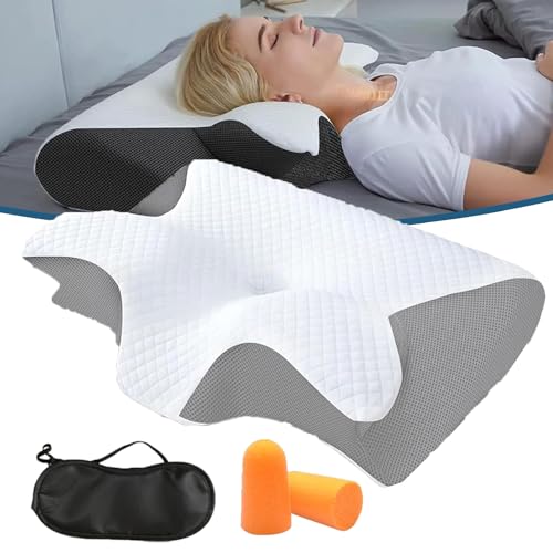 CuroSleep - Die Erleichterung, Auf Die Sie Gewartet Haben, Curo Sleep Kissen, Ergonomisches OrthopäDisches Kissen mit Konturierter UnterstüTzung füR Seiten, RüCken, und BauchschläFer (Grau) von GXHNB