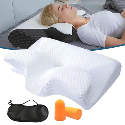 GXHNB CuroSleep - Die Erleichterung, Auf Die Sie Gewartet Haben, Curo Sleep Kissen, Ergonomisches OrthopäDisches Kissen mit Konturierter UnterstüTzung füR Seiten, RüCken, und BauchschläFer (Weiß) von GXHNB