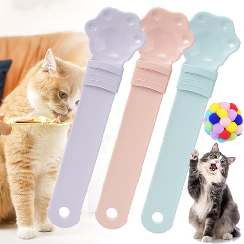 GXHNB Happy Spoon for Cats, Cat Strip Happy Spoon, Cat Wet Treat Squeeze Treat Spoon, Happy Cat Treat Spoon and Dispenser, Cuddles and Meow Happy Spoon (3PCS-A) von GXHNB