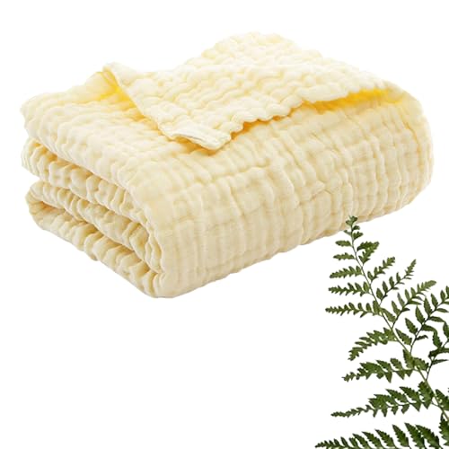 GXHNB Musselin Decke, Sanfte Musselindecke 150 X 200, Musselin Decke Baumwolle Erwachsene, Leicht Atmungsaktiv Sanfte KüHldecken Zum Schlafen Erwachsene (Gelb,150 * 200CM) von GXHNB
