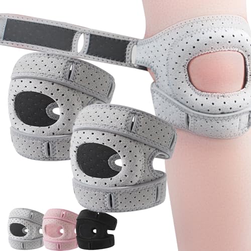 Knee Brace, Adjustable Patellar Tendon Support Sleeves, Pain Relief Knee Brace with Gel Pads for Meniscus, Arthritis (Gray) von GXHNB