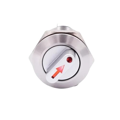 22mm Waterproof Metal Rotary Selector Switch 2 3 Postion 1NO1NC 2NO2NC 12V Red Green LED Stainless Steel Push Button Knob Switch(White LED) von GXHOVYKWP