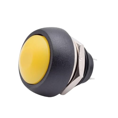 5/10pcs PBS 33B Mini Samll Plastic Push Button Round Head ON OFF Momentary Switch 2 Pin 12mm Waterproof Power Reset Non-locking(Yellow,5pcs) von GXHOVYKWP