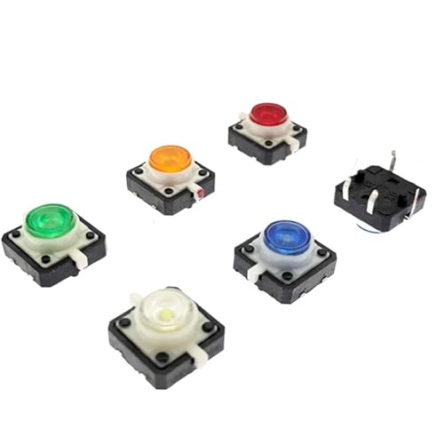 5PCS 12X12X7.3 Tactile Push Button Switch Momentary Tact LED 5 Color 12X12X7.3mm 12 * 12 * 7.3mm(Yellow) von GXHOVYKWP