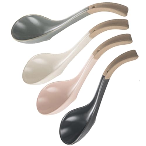 Suppenlöffel, Keramik, chinesische Löffel, japanischer Ramenlöffel, kreatives Porzellan, asiatische Suppenlöffel für Ramen, Pho, Müsli, Wonton, Knödel, Miso, 4 Stück Suppenlöffel, Keramik, chinesische Löffel, japanischer Ramenlöffel, kreatives Porzellan, asiatische Suppenlöffel für Ramen, Pho, Müsli, Wonton, Knödel, Miso, 4 Stück von GXIQYL
