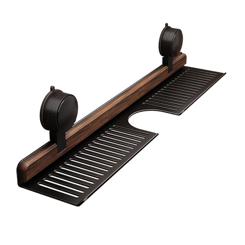 GXJIXf Walnut Bathroom Suction Cup Shelf, no Drill Faucet Organizer Rack, Suction Cup Installation, Stable Load-Bearing, for Bathroom and Kitchen (Black,40CM) von GXJIXf