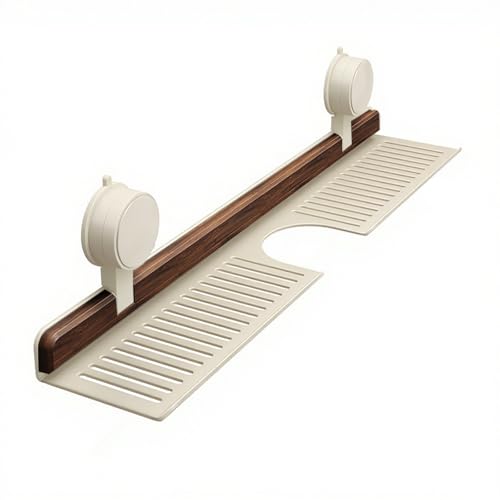 GXJIXf Walnut Bathroom Suction Cup Shelf, no Drill Faucet Organizer Rack, Suction Cup Installation, Stable Load-Bearing, for Bathroom and Kitchen (White,40CM) von GXJIXf