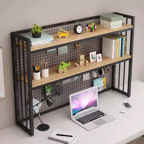 GXLBDK 2-Stöckiges Schreibtisch-Bücherregal, Organizer Tischregal Für Computertisch, Holz-Arbeitsplatte Computer-Desktop-Bücherregal Für Zuhause,Schwarz,53.1in von GXLBDK