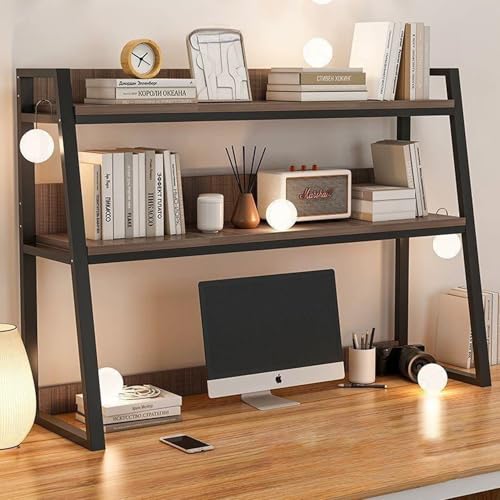 GXLBDK Schreibtisch Bücherregal, Schreibtischstall Organizer Für Computer, Mehrzweck Holz Schreibtischstall, Bücherregal,Wood Color,21.6 * 12.5 * 35.4in von GXLBDK