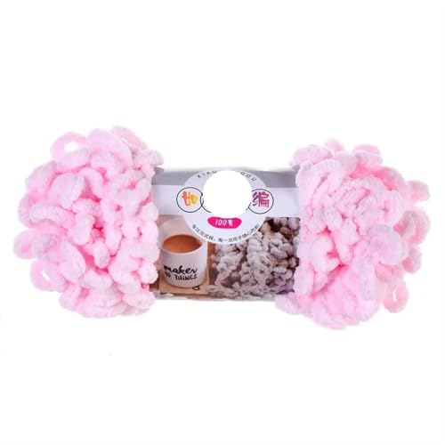 3 Stück 100 g/Rolle Polyester Finger Loops Garn handgewebt dicker Faden for Selberstricken und Häkeln von Deckenpullovern(Pink) von GXMDSGZ