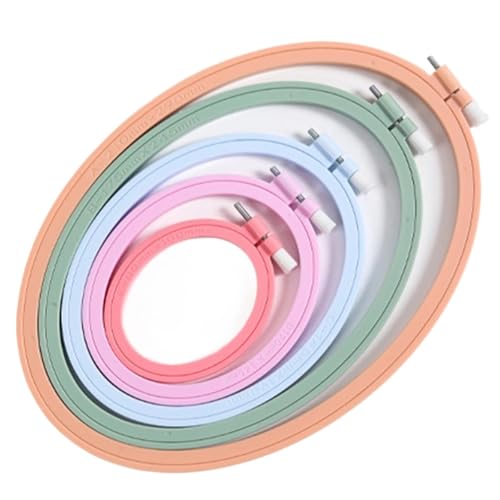 GXMDSGZ Embroidery Hoop Ovaler Stickrahmen aus Kunststoff, farbige Stickrahmenringe aus Holz for den Heimgebrauch, for Selbermachen, Kreuzstich, Nähen, Handarbeitswerkzeuge(Pink) von GXMDSGZ