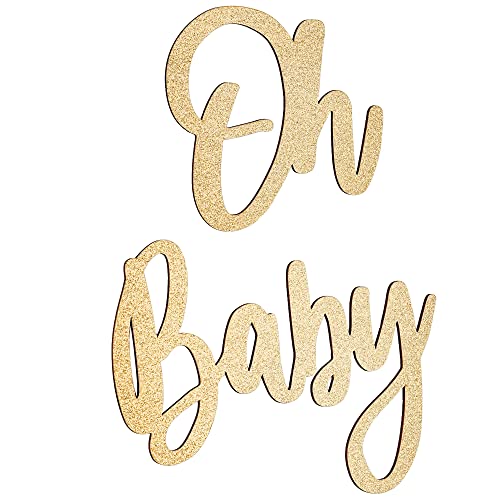 OH BABY Schild (Holz/Gold) für Babyparty, Party-Banner, Geschlechtsoffenbarung, Jungen-Mädchen-Dekorationen, Babyankündigung, 1. Geburtstagsparty und Hintergrund-Wand-Foto-Requisite von GXNI