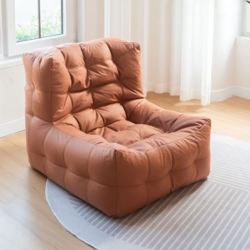 GXQFC Sitzsack Faules Sofa mit Fußhocker mit Füllung, Langlebige Komfortliege Sitzsack mit Hoher Rückenlehne Couch for Erwachsene und Kinder Drinnen und Draußen(Size:80 * 75 * 70CM,Color:Braun) von GXQFC