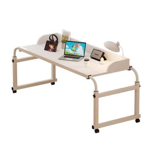 GXQFC Über-Betttisch auf 4 Rollen, Höhenverstellbar 65-95CM/Breitenverstellbar 115-210CM Overbed Table Mobiler Schreibtisch Pflegetisch Laptoptisch für Tägliche Entspannungsarbeit(Color:Weiß) von GXQFC