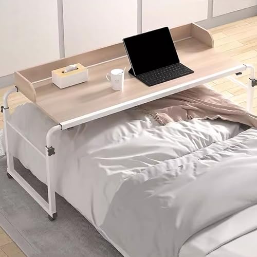 GXQFC Verstellbarer Überbetttisch, Höhen- und Breitenverstellbar Steharbeitsplatz mit Rollen Überbettschreibtisch Mobiler Schreibtisch Laptopwagen Computertisch für das Heimbür(Color:Holz) von GXQFC