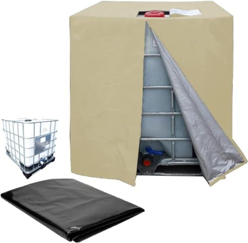 GXQFF IBC Tank Abdeckung 1000L, IBC Container Zubehör, Wassertank Abdeckplane, Anti-UV Schutzplane Regwassertank Abdeckung, IBC Wassertank Abdeckung Für Wasserfass 1000l-Beige von GXQFF