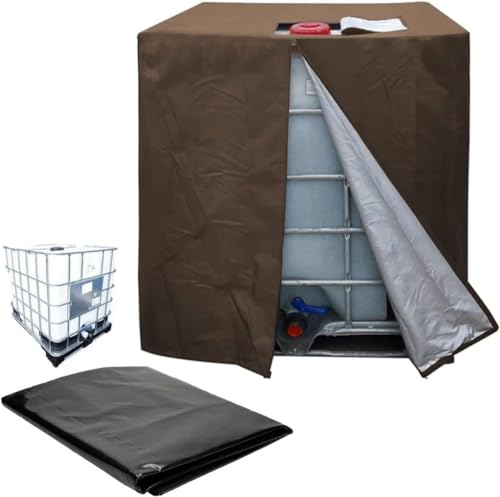 GXQFF IBC Tank Abdeckung 1000L, IBC Container Zubehör, Wassertank Abdeckplane, Anti-UV Schutzplane Regwassertank Abdeckung, IBC Wassertank Abdeckung Für Wasserfass 1000l-Brown von GXQFF