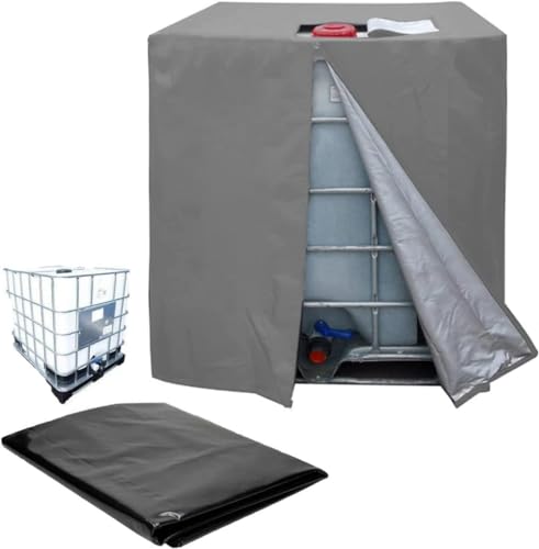 GXQFF IBC Tank Abdeckung 1000L, IBC Container Zubehör, Wassertank Abdeckplane, Anti-UV Schutzplane Regwassertank Abdeckung, IBC Wassertank Abdeckung Für Wasserfass 1000l-Grau von GXQFF
