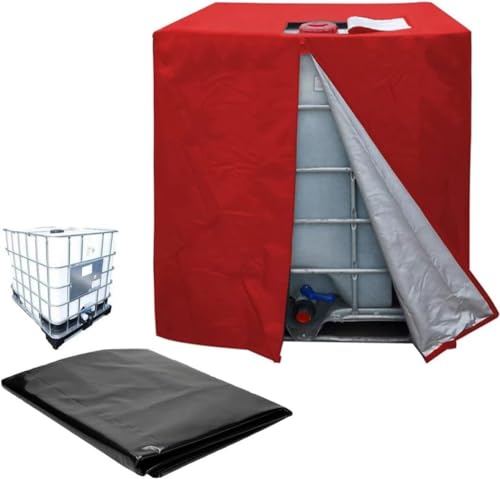 GXQFF IBC Tank Abdeckung 1000L, IBC Container Zubehör, Wassertank Abdeckplane, Anti-UV Schutzplane Regwassertank Abdeckung, IBC Wassertank Abdeckung Für Wasserfass 1000l-Rot von GXQFF