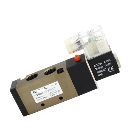 4V310-10 DC12V DC24V AC220V Pneumatisches Magnetventil mit Schalldämpfer 6mm 8mm 10mm 12mm Schnellspann-befestigung AC 110v 220v 4V310 10 1Pcs(Without Fittings) von GXRQLHYZ
