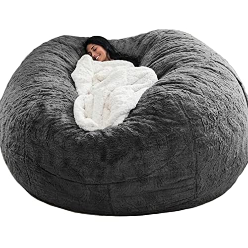 GXSDYYDS Sitzsack, Bean Bag, XXL-Sitzsäcke Flauschig kuschelig Sitzsack Stuhlbezug für Erwachsene（ohne Füllung） Waschbar 180*90cm Dunkelgrau von GXSDYYDS