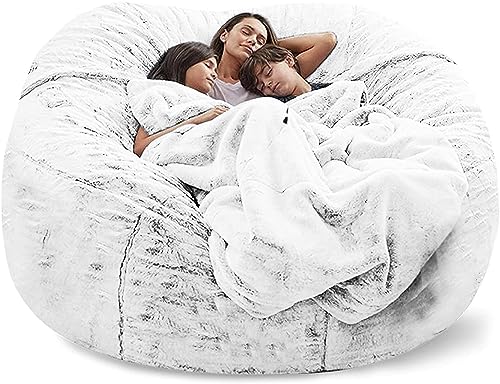 GXSDYYDS Sitzsack, Bean Bag, XXL-Sitzsäcke Flauschig kuschelig Sitzsack Stuhlbezug für Erwachsene（ohne Füllung） Waschbar 180 * 90cm Schwarz (7ft(180 * 90cm), schneegrau), LK123456 von GXSDYYDS