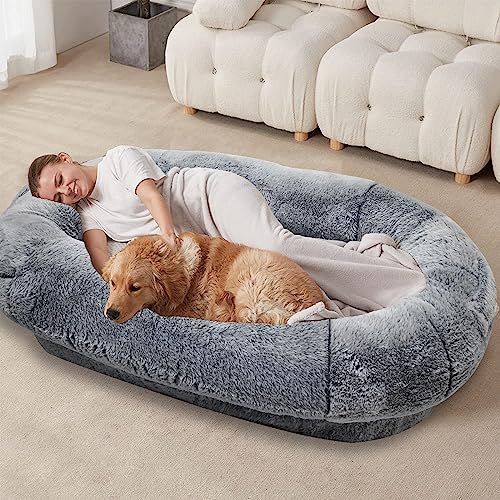 Hundebett,185x120x30cm Hundebett Grosse Hunde Hundebett für Menschen, mittelgroße & kleine Hunde OrthopäDisches Hundebett Flauschig Hundekissen Hundekörbchen Waschbar Hundesofa mit Decke und Kissen von GXSDYYDS