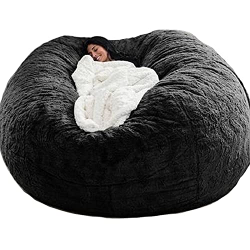 GXSDYYDS Sitzsack, Bean Bag, XXL-Sitzsäcke Flauschig kuschelig Sitzsack Stuhlbezug für Erwachsene （ohne Füllung） Waschbar 150 * 75cm Schwarz von GXSDYYDS