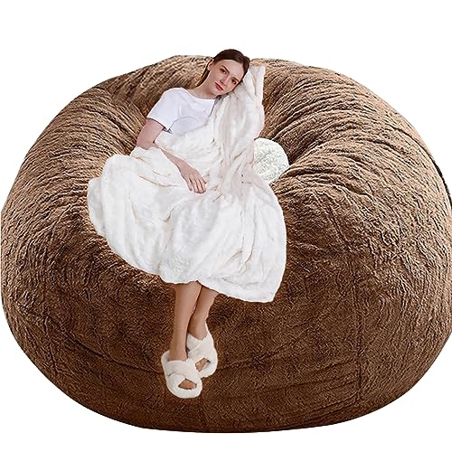 Sitzsack, Bean Bag, XXL-Sitzsäcke Flauschig kuschelig Sitzsack Stuhlbezug für Erwachsene（ohne Füllung） Waschbar 180 * 90cm Schwarz (6ft(150 * 75cm), Brown) von GXSDYYDS