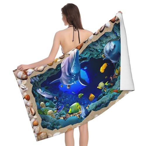 GXUNGT 3D-Unterwasserwelt-Delfin-Druck, Mikrofaser-Badetücher, Badezimmer- und Raumdekoration, Schwimmen, Reisen, Camping, Pool-Handtücher GXUNGT 3D-Unterwasserwelt-Delfin-Druck, Mikrofaser-Badetücher, Badezimmer- und Raumdekoration, Schwimmen, Reisen, Camping, Pool-Handtücher von GXUNGT