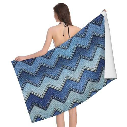 GXUNGT Badetücher aus Mikrofaser, Farbverlauf, Blau, Denim-Druck, Badezimmer- und Raumdekoration, Schwimmen, Reisen, Camping, Pool GXUNGT Badetücher aus Mikrofaser, Farbverlauf, Blau, Denim-Druck, Badezimmer- und Raumdekoration, Schwimmen, Reisen, Camping, Pool von GXUNGT