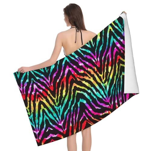 GXUNGT Bunte Regenbogen-Zebra-Druck, Mikrofaser-Badetücher, Badezimmer- und Raumdekoration, Schwimmen, Reisen, Camping, Pool-Handtücher GXUNGT Bunte Regenbogen-Zebra-Druck, Mikrofaser-Badetücher, Badezimmer- und Raumdekoration, Schwimmen, Reisen, Camping, Pool-Handtücher von GXUNGT