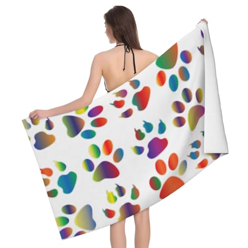 GXUNGT Buntes Mikrofaser-Badetuch mit Hundepfotenabdruck, Badezimmer- und Raumdekoration, Schwimmen, Reisen, Camping, Pool-Handtücher GXUNGT Buntes Mikrofaser-Badetuch mit Hundepfotenabdruck, Badezimmer- und Raumdekoration, Schwimmen, Reisen, Camping, Pool-Handtücher von GXUNGT