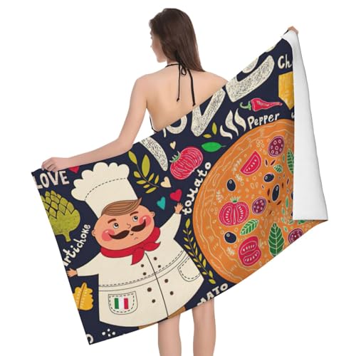 GXUNGT Küchenchef, Pizza-Druck, Mikrofaser-Badetücher, Badezimmer- und Raumdekoration, Schwimmen, Reisen, Camping, Pool-Handtücher GXUNGT Küchenchef, Pizza-Druck, Mikrofaser-Badetücher, Badezimmer- und Raumdekoration, Schwimmen, Reisen, Camping, Pool-Handtücher von GXUNGT