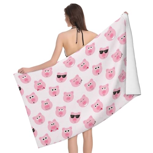 GXUNGT Lustiges rosa Schweinegesichtsdruck Mikrofaser-Badetücher, Badezimmer- und Raumdekoration, Schwimmen, Reisen, Camping, Pool-Handtücher GXUNGT Lustiges rosa Schweinegesichtsdruck Mikrofaser-Badetücher, Badezimmer- und Raumdekoration, Schwimmen, Reisen, Camping, Pool-Handtücher von GXUNGT